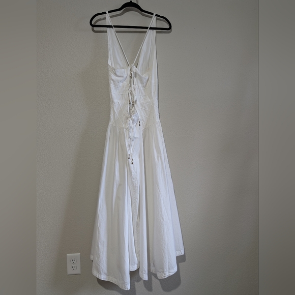 Free People Summer Queen Midi Lace Up Back Midi Dress White S - Picture 8 of 14